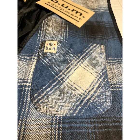 Vintage NWT men’s B.U.M. Equipment Blue & Black Plaid Quilted Cotton Vest L - Picture 6 of 11